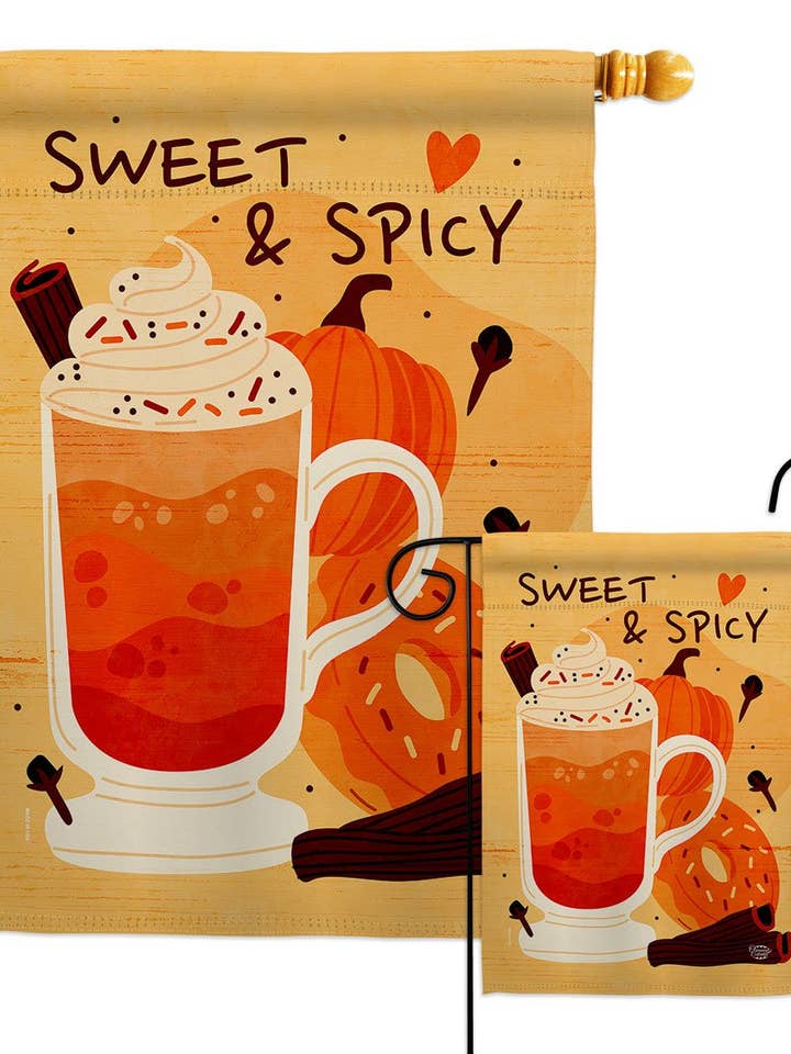 Söt & kryddig hösttid skörd höst kaffe te dekor flagga för wholesale av Two Group Flag Co