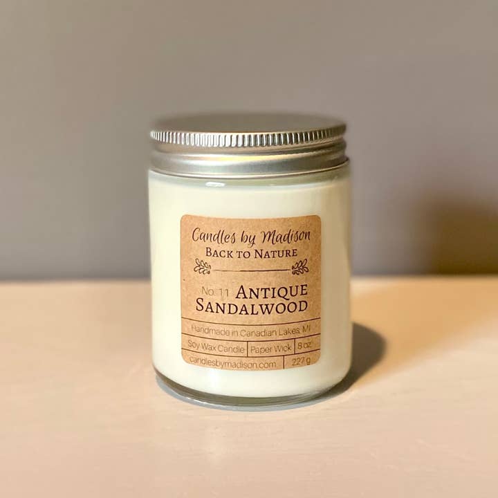 Antique Sandalwood Soy Candle - 8 oz. for wholesale by Candles by Madison
