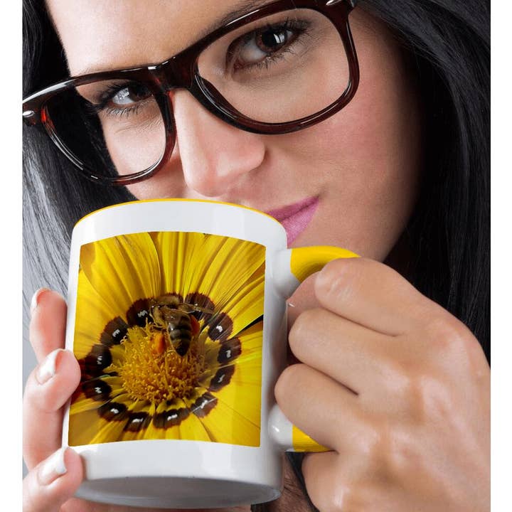 3dRose - Wholesale Coffee mug - 3dRose, Honey Bee Collecting Pollen On A Gazania Flower, Mug1