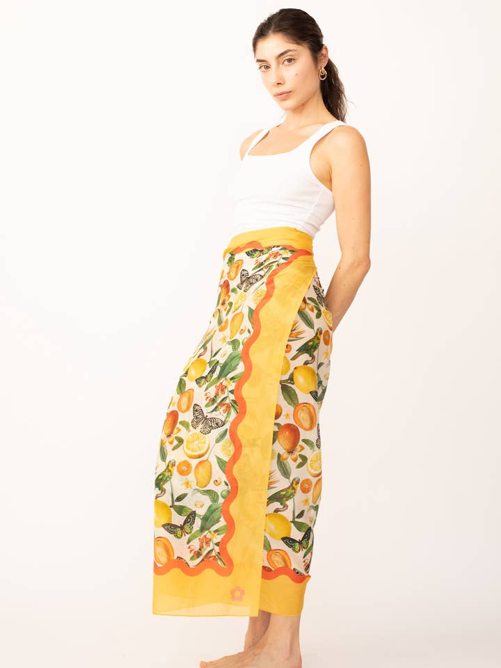 Mango Pareo, Yellow Sarong, Beach & Pool Cover-Up for wholesale by Kasama