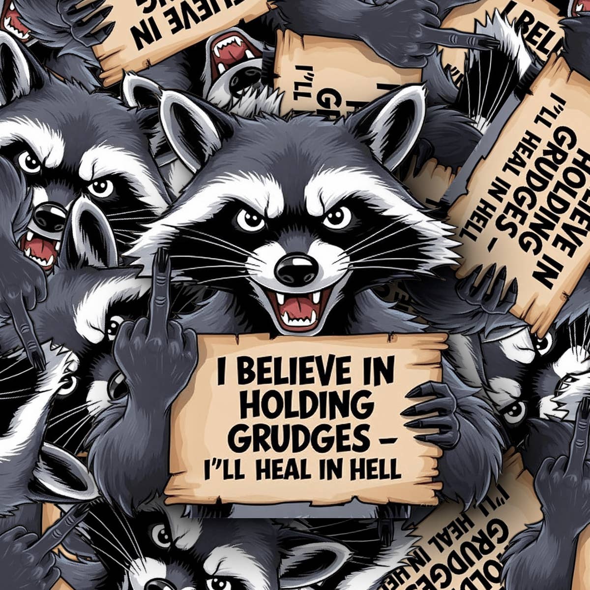 PiggyPrintStickers – wholesale Sticker – Raccoon Grudge Sticker | I'll Heal in Hell Sticker2