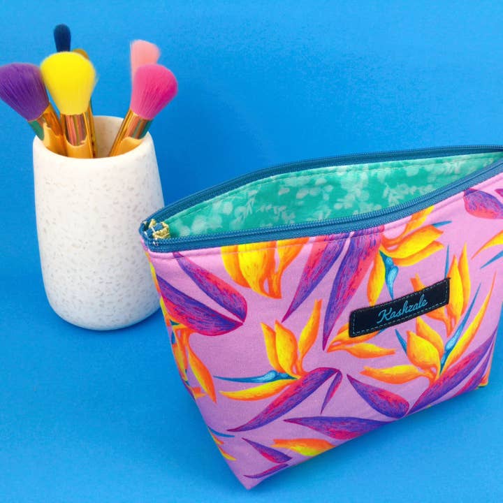 Kashzale Handmade Cosmetic Bags - Wholesale Makeup/Cosmetic Bag - Paradise Birds Medium Cosmetic Bag. Kasey Rainbow Design.2