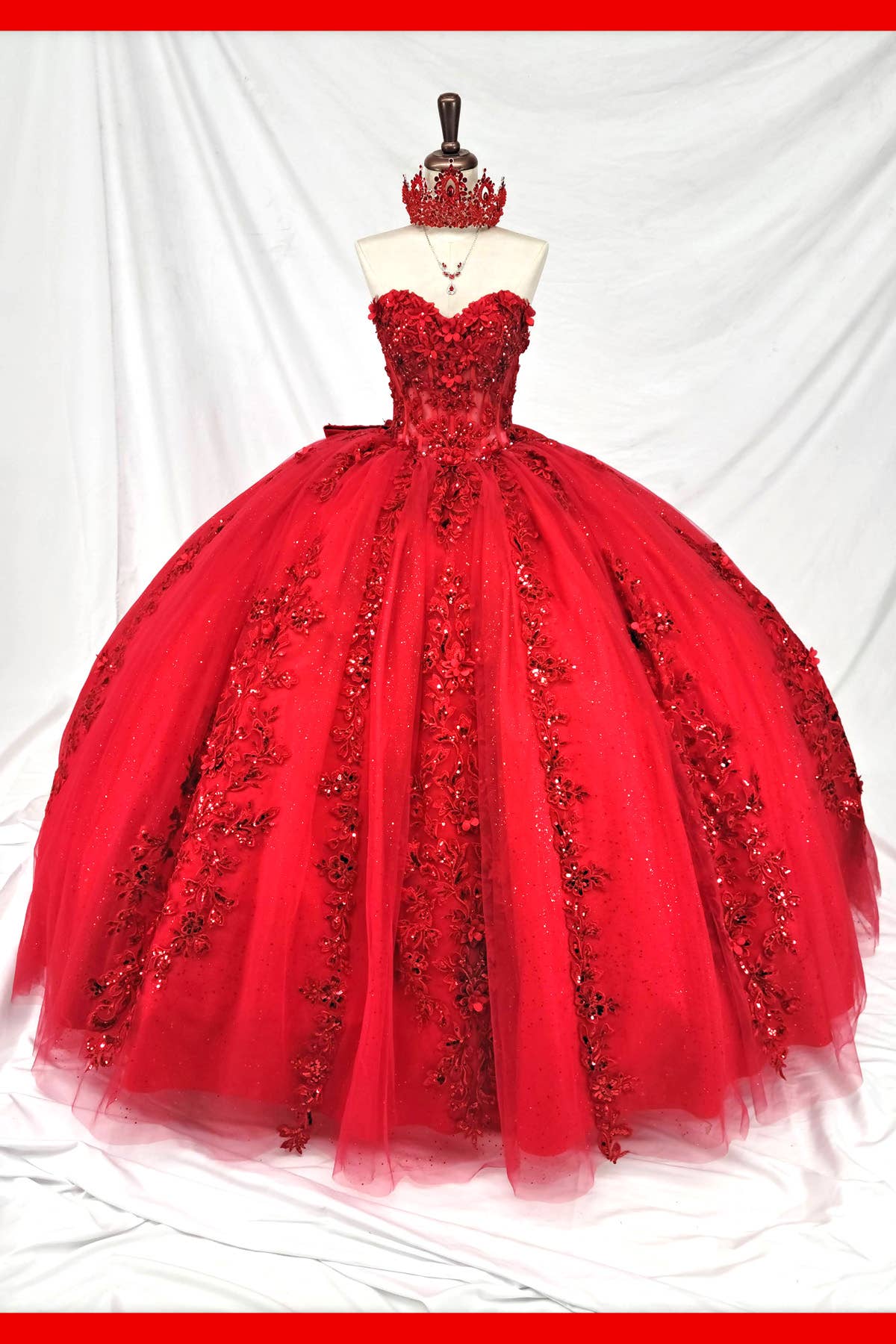 Red Sweetheart neckline quinceanera dress CHF3129 for wholesale on Faire16