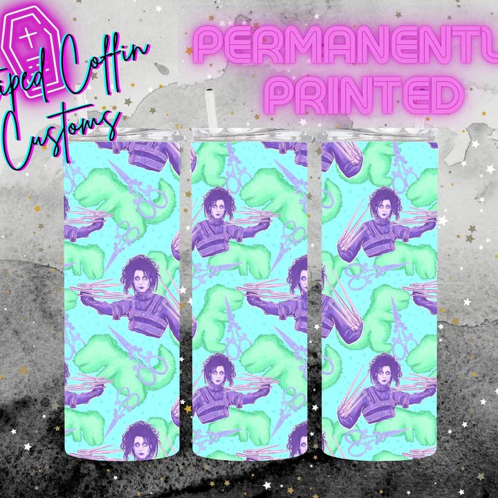 Edward Scissorhands Johnny Depp Tumbler for wholesale by Striped Coffin Customs