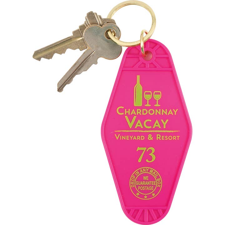 AQUARIUS, GAMAGO, ICUP, & ROCK SAWS by NMR Brands - Wholesale Keychain - Women's - Chardonnay Vacay Hotel Keyring
