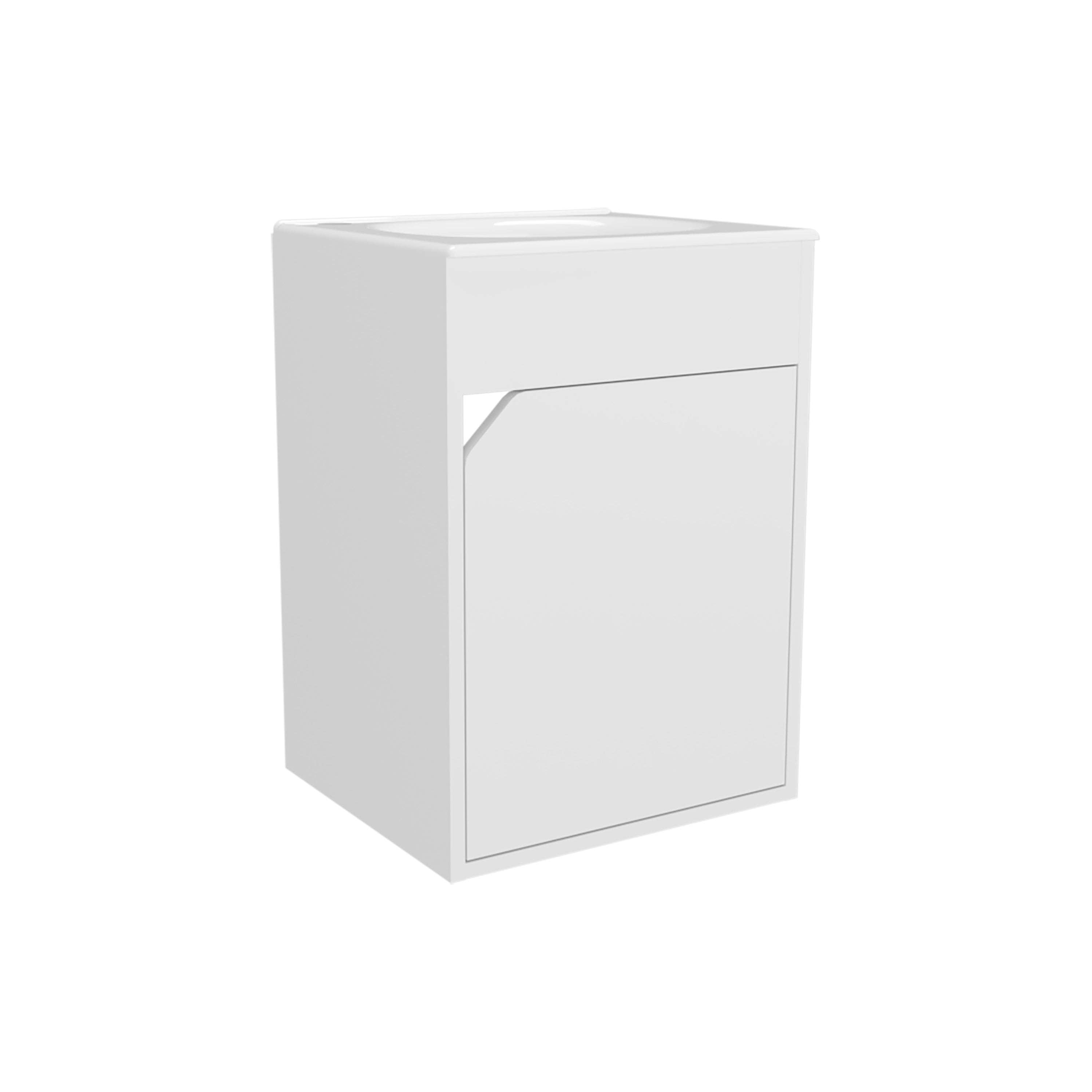 TUHOME FURNITURE - Wholesale Cabinet - Bethel Floating Wide One-Door Vanity With Resin Sink And Two Shelves, Bathroom Storage2