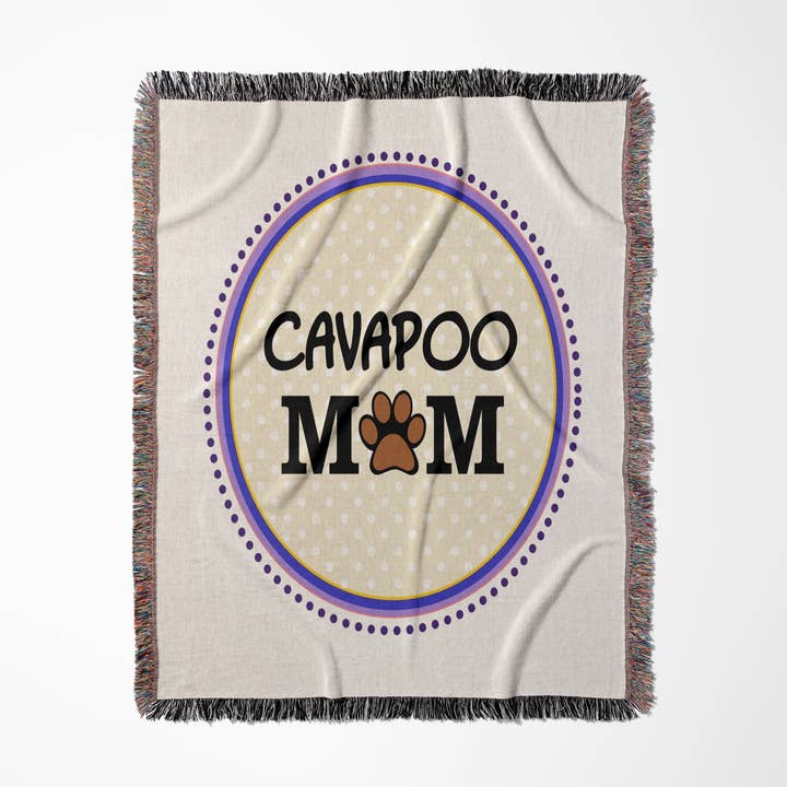 3dRose - Venta al por mayor Mantas de sofá - 3dRose, Mamá de Cavapoo - Mamá perruna por raza - amor de huella de pata - amante de perritos - orgullosa dueña de mascota círculo, Manta0