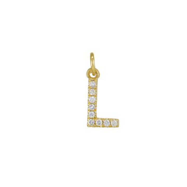 Ashley Schenkein Jewelry Design - Wholesale Pendant/Charm Necklace - Diamond Initial Charm 14K Yellow Gold Necklace14