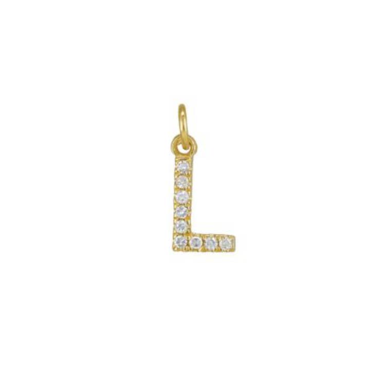 Ashley Schenkein Jewelry Design - Wholesale Pendant/Charm Necklace - Diamond Initial Charm 14K Yellow Gold Necklace14