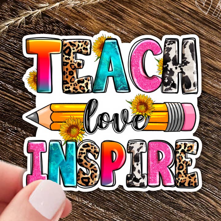 Teach Love Inspire Sticker / Teacher Appreciation Gift for wholesale by Kenjia Design