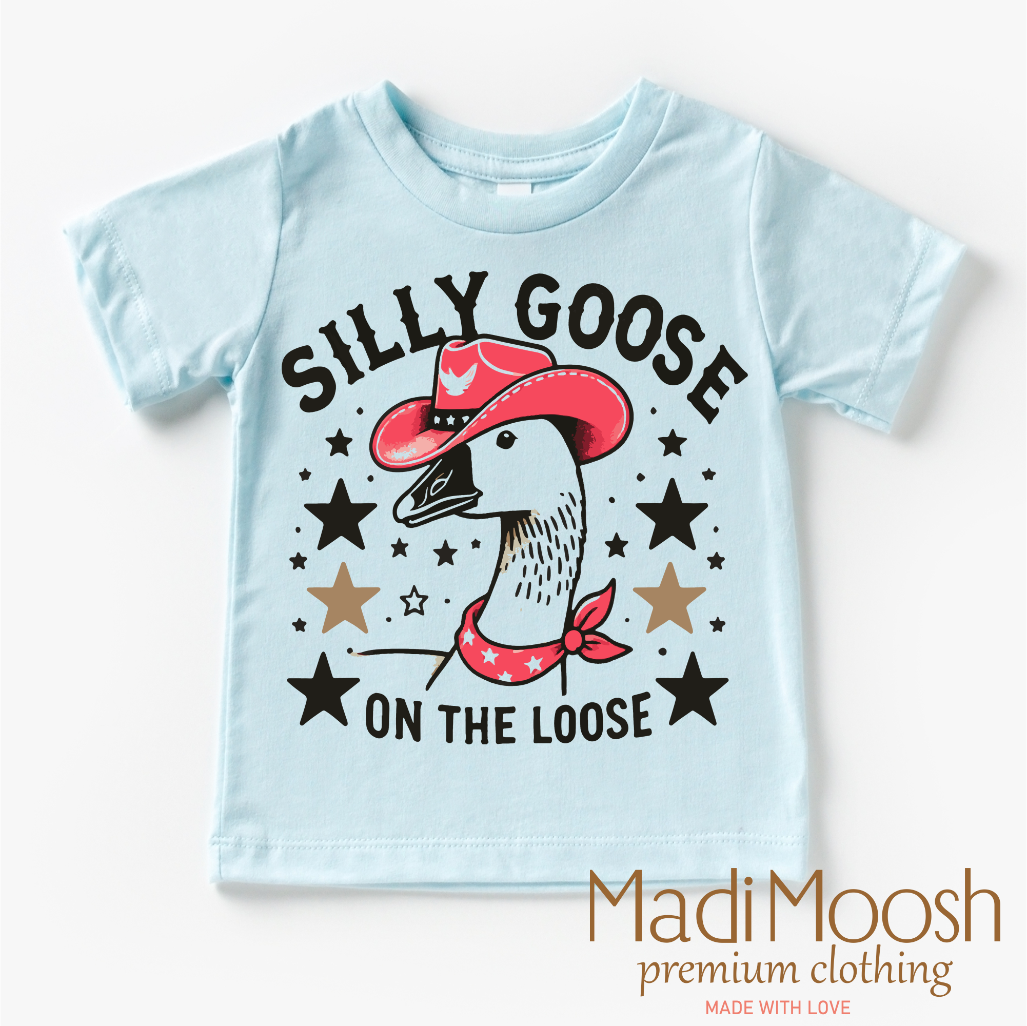 Madi Moosh - Vente T-shirt sérigraphié – enfant - Chemise Silly Goose On The Loose - Joli t-shirt western2