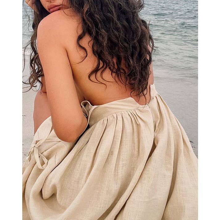 Mapcie - Wholesale Dress - Women's - SLEEVELESS TIE SHOULDER MIDI DRESS WITH FULL LINING2