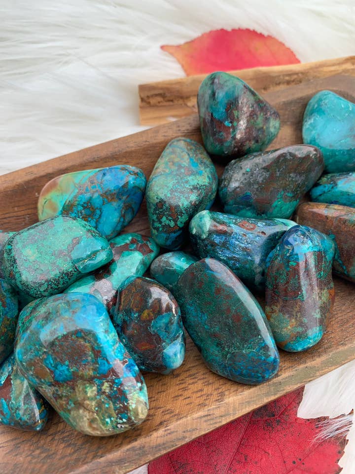 Chrysokolla-Trommelsteine für den Großhandel von Wild Peonies Xo