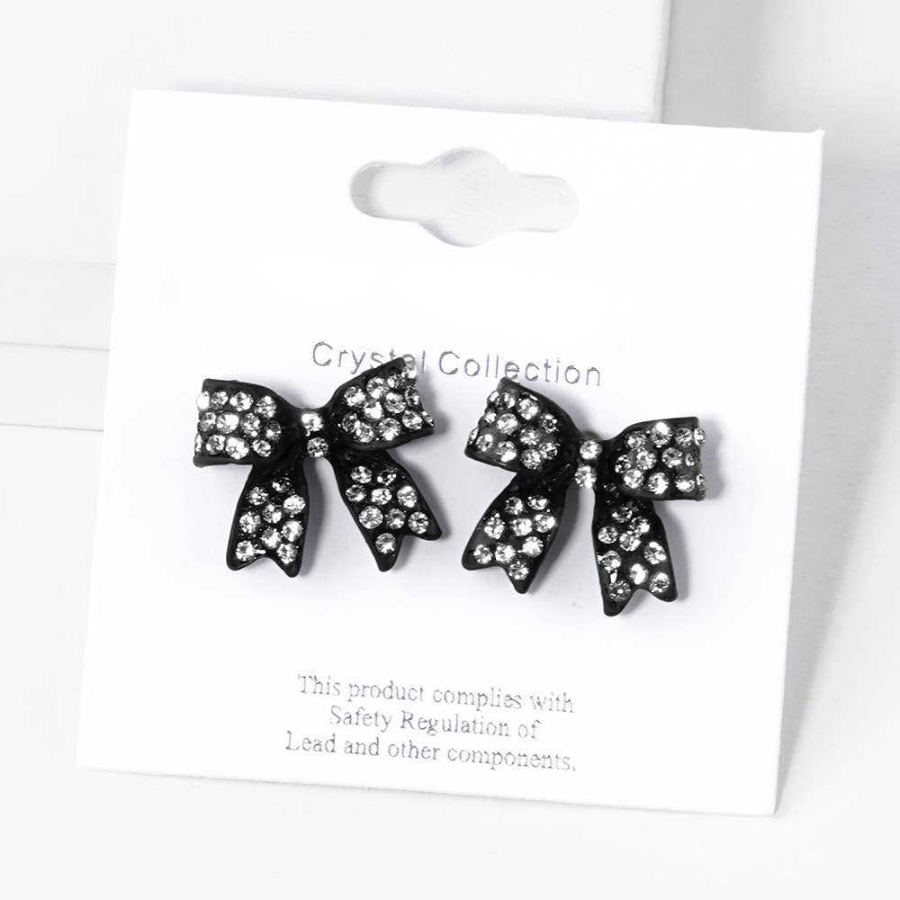 Sensibling Corp. - Wholesale Stud/Post Earrings - Crystal Rhinestone Pave Bow Stud Earrings
28
