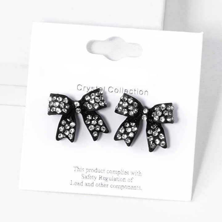 Sensibling Corp. - Wholesale Stud/Post Earrings - Crystal Rhinestone Pave Bow Stud Earrings
28