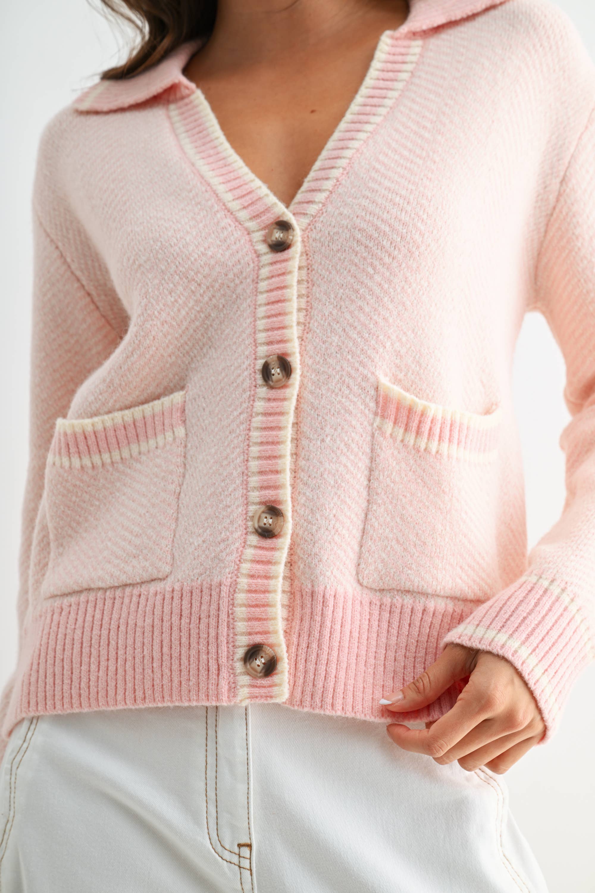 Camellia - Wholesale Knit Sweater - Women's - CW10236E HERRINGBONE KNIT CARDIGAN39