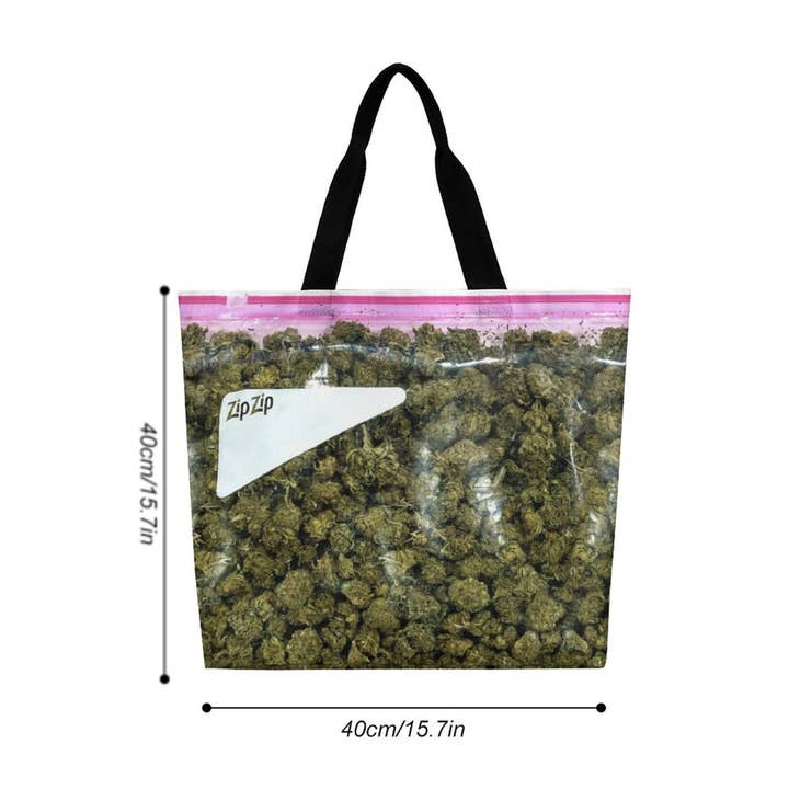Just Get High™ - Wholesale Tote Bag - Women's - Large "T" Tote: Stash (green)
