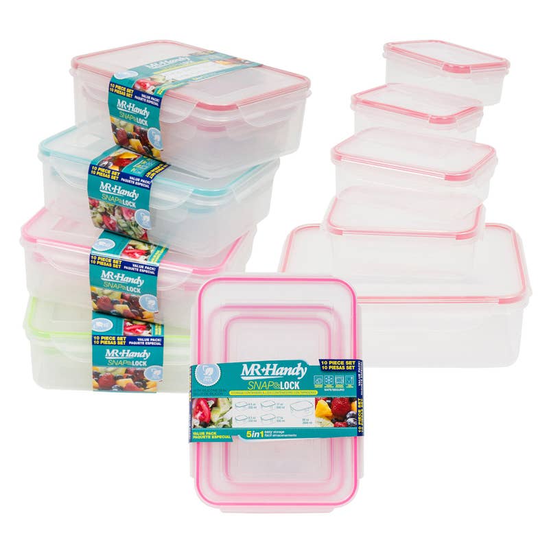 Deluxe Import Trading - Wholesale Food Storage Container - 10 Piece Rectangular Food Container- 4 Assortments0