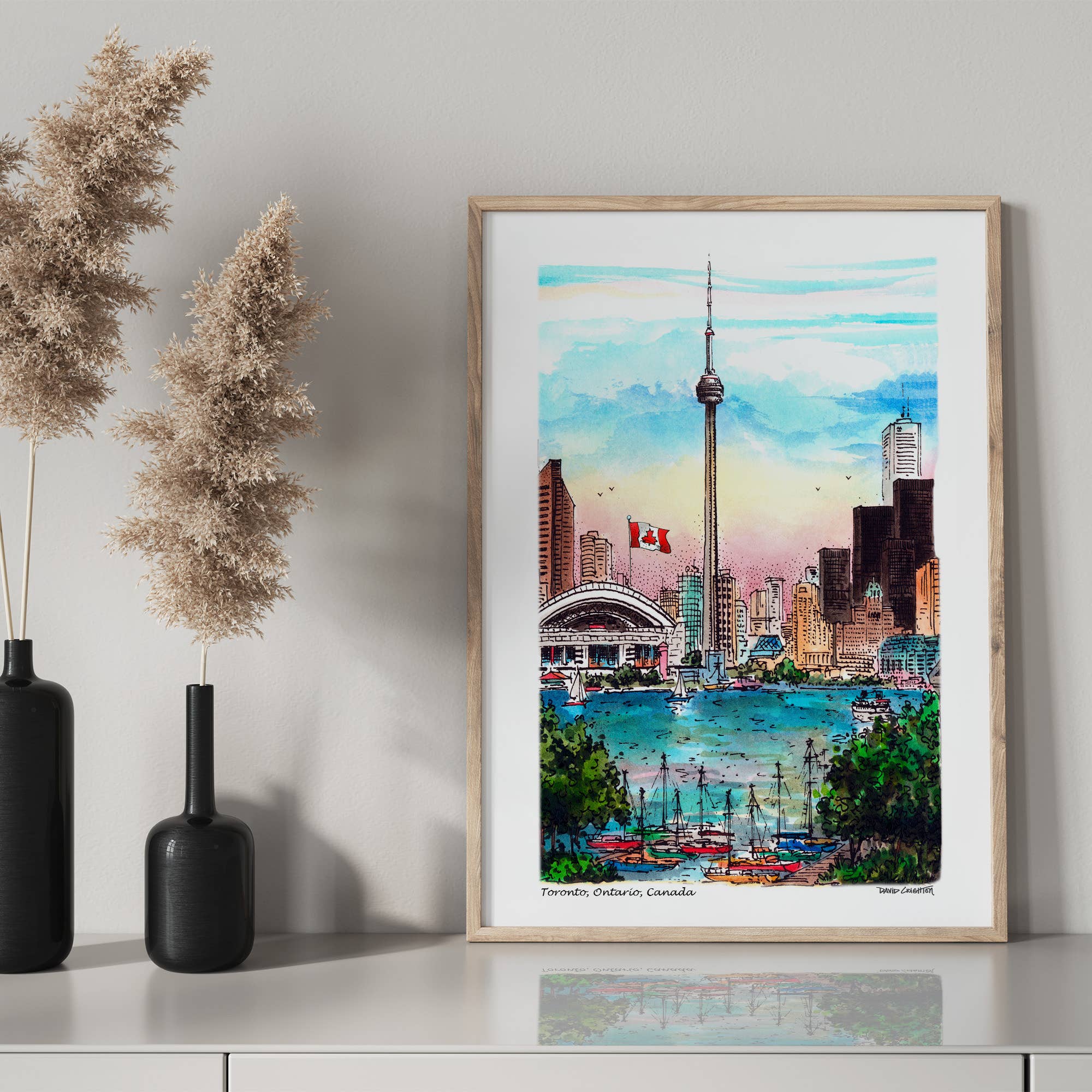 Totally Toronto Art/Sassy City Studio – Poster por atacado – Cartaz CN Tower Toronto2