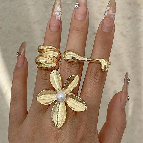 UZ Wholesale Store - Wholesale Cocktail/Statement Ring - Geometric Shiny Solid Color Rings Accessories2