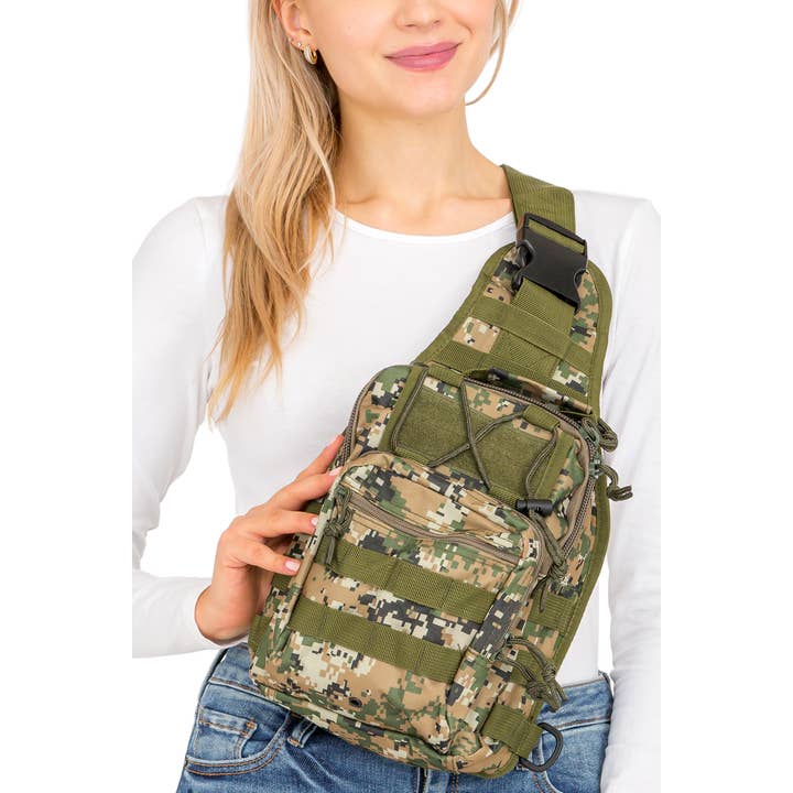 Cap Zone - Wholesale Crossbody Bag - Unisex - Digital Camo Tactical Heavy Duty Poly Sling Bag10