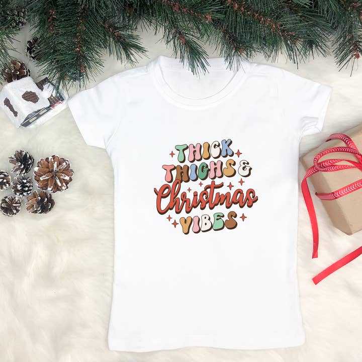 Camisa Grossa Christmas Vibes Criança Criança por atacado de Petite Star Rising