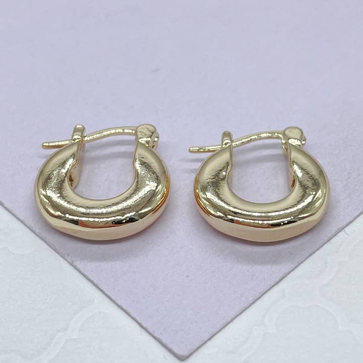 18k GF Kleine 15mm Dicke Chunky Creolen für den Großhandel von Milie