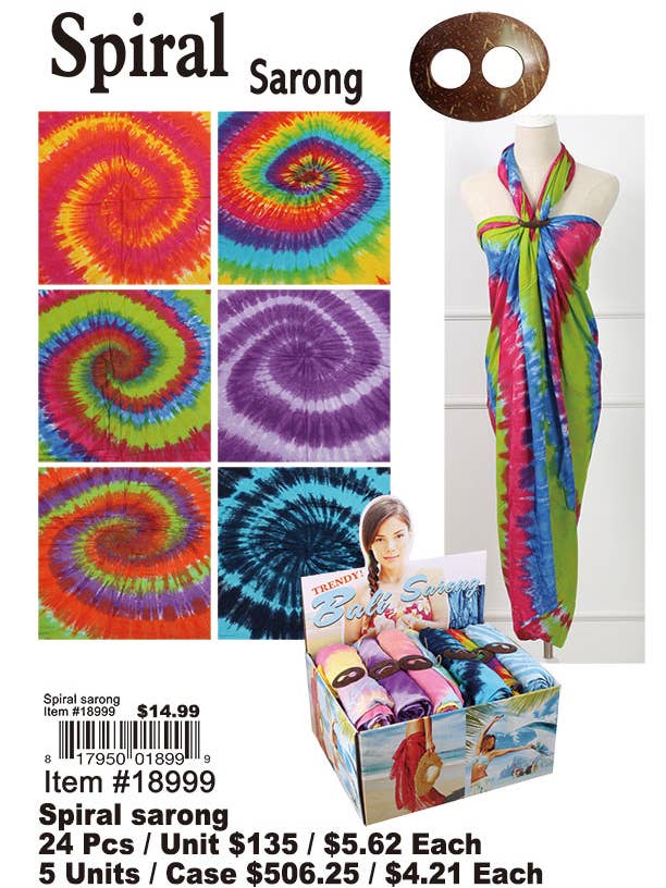 Spiraalvormige sarong voor wholesale door Puka Creations