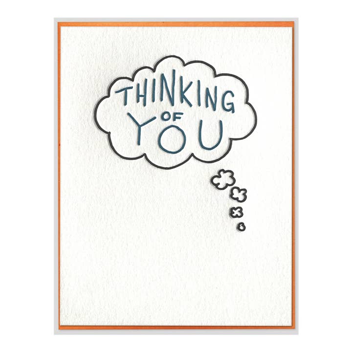 Thinking of You Thought Bubble Letterpress Hello Card for wholesale by INK MEETS PAPER