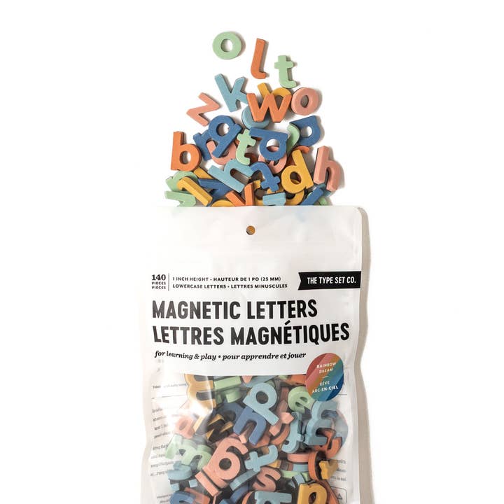 1" 140 små bogstaver i magnetisk regnbuedrøm for engroshandel hos The Type Set Co.