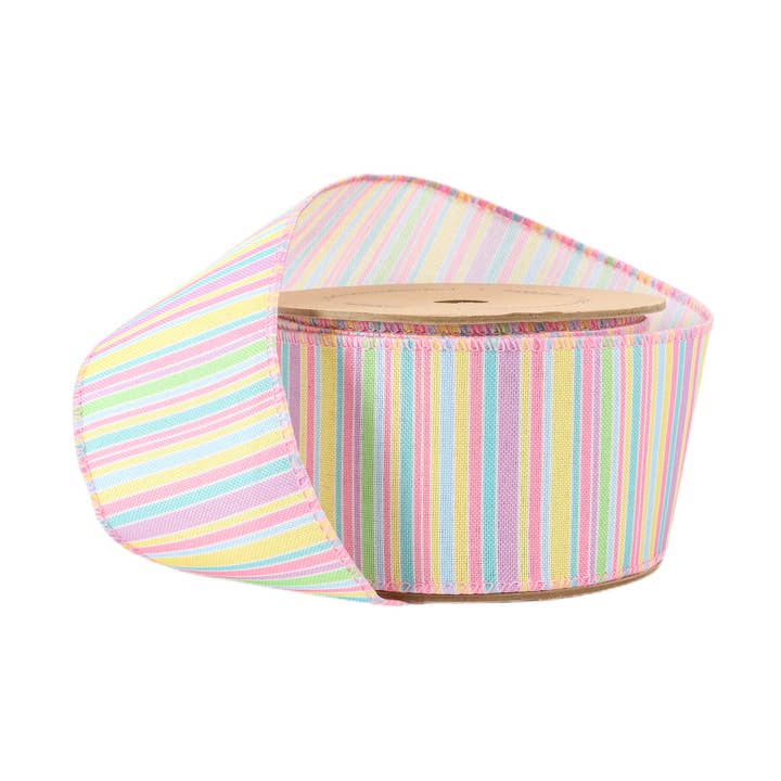 Ruban filaire | Rayure horizontale pastel | Rouleau de 10 mètres pour la vente par LA Ribbons Wholesale