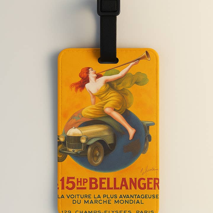 Jolitee - Vente Étiquette pour bagage - Étiquettes de bagages en cuir végétalien : Art d'affiche vintage11