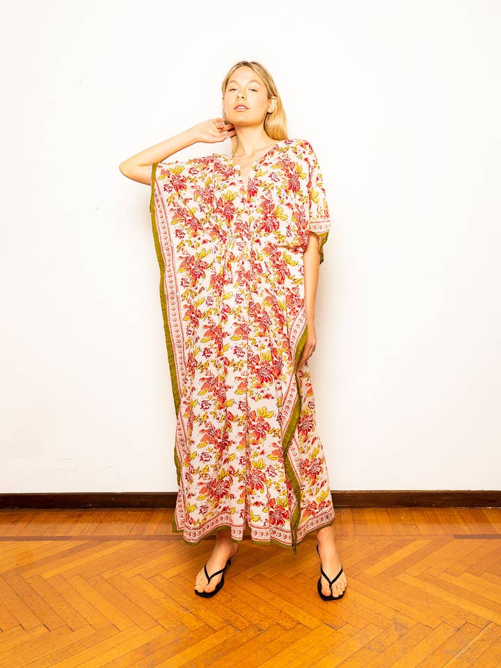 Caftano da donna i bomuld leggero - 23MA012 for engroshandel hos MALINI FASHION DESIGN PRIVATE LIMITED