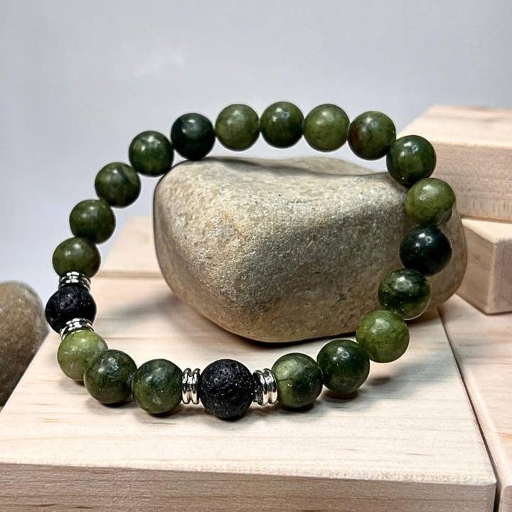 10mm Natural Jade & Lava Ädelsten Mala armband för wholesale av One Zero Eight