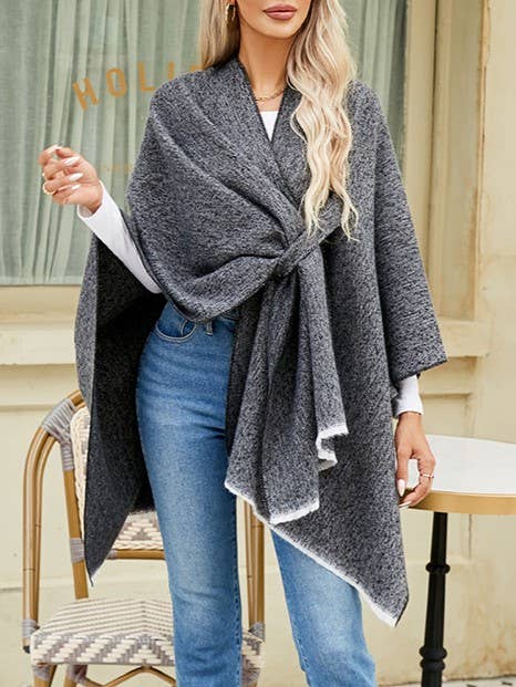 Rosa Clothing - Wholesale Wrap - Women's - asymmetrical plain chilly ruana14