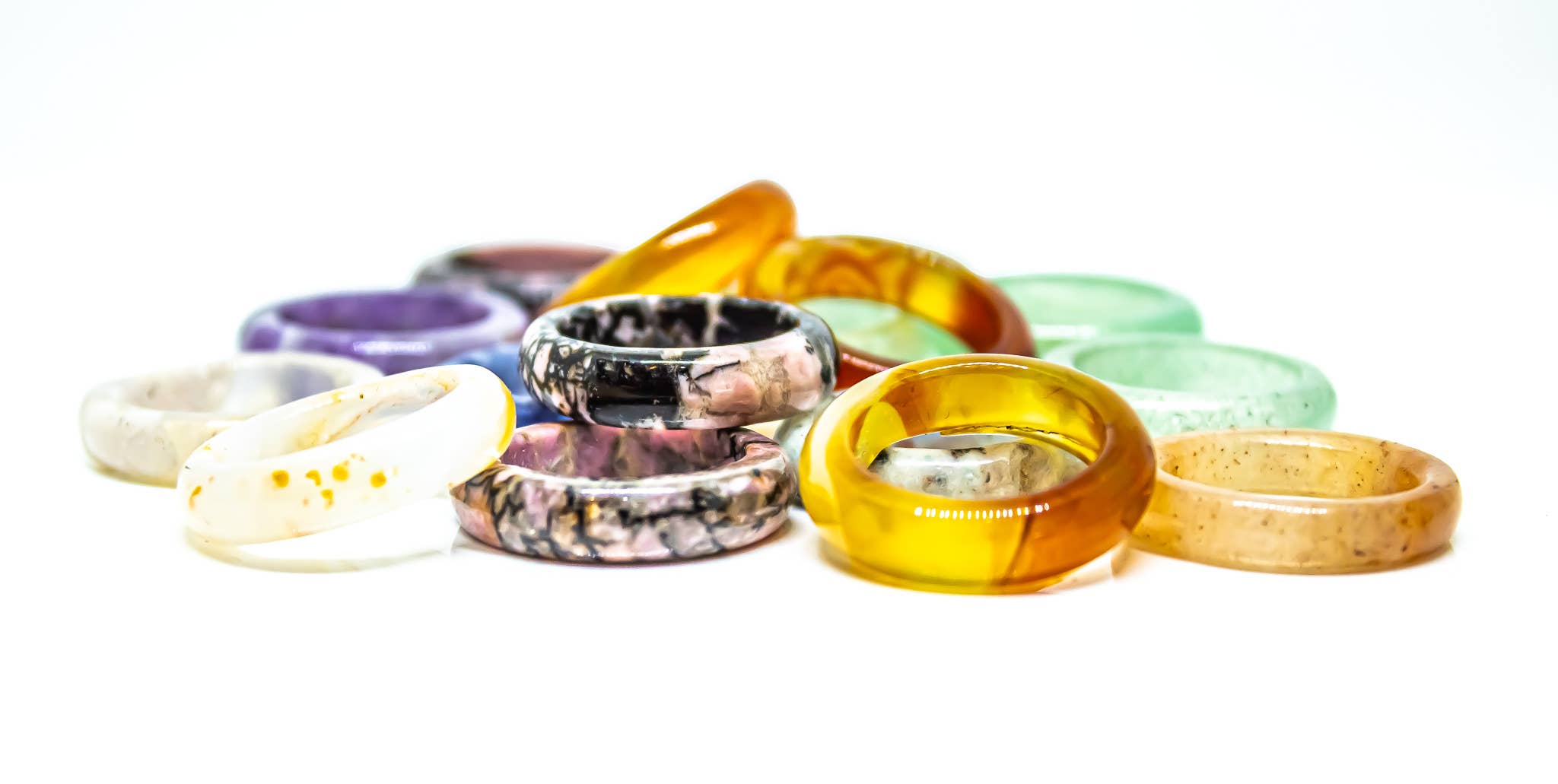 Quasar Gems USA - Wholesale Band/Stacked Ring - Crystal Gemstone Band Ring Size 7 20pcs Lot 1