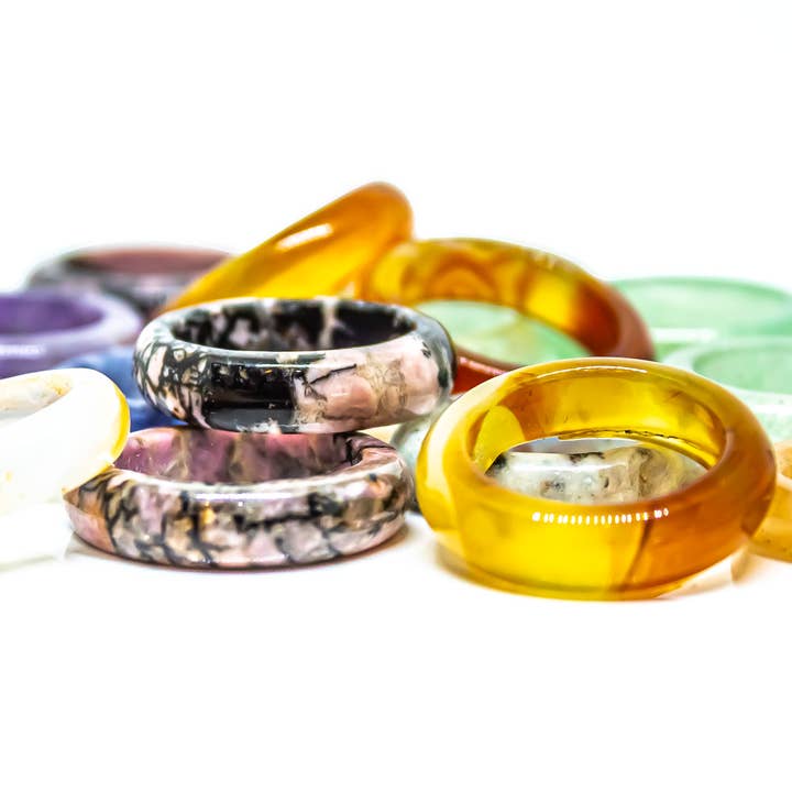 Quasar Gems USA - Wholesale Band/Stacked Ring - Crystal Gemstone Band Ring Size 7 20pcs Lot 1