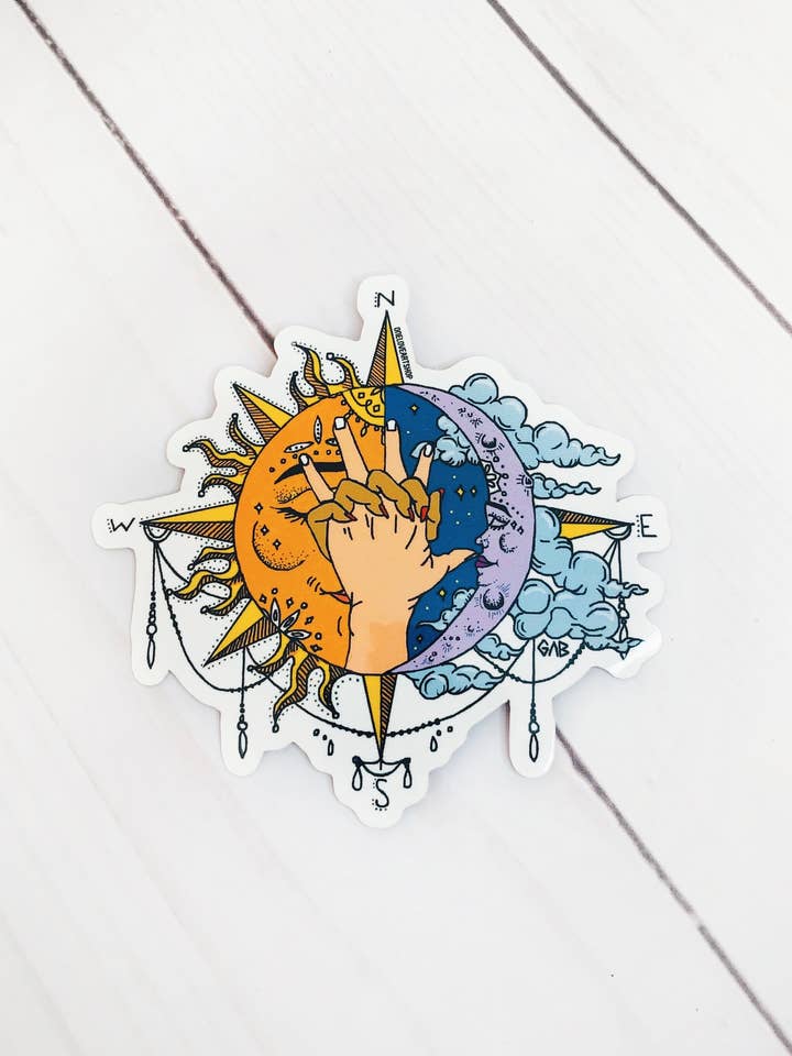 Sun and Moon Sticker for wholesale by OneGroovyGal