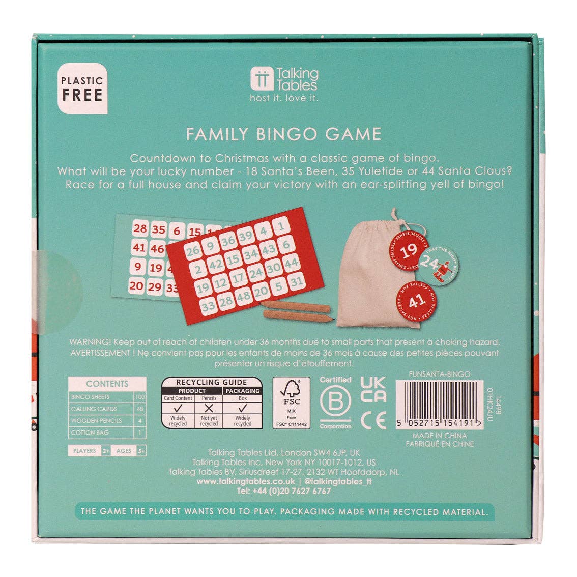 Talking Tables UK – wholesale Board game – Christmas Family Bingo Game | POS Unit | Christmas Games |4