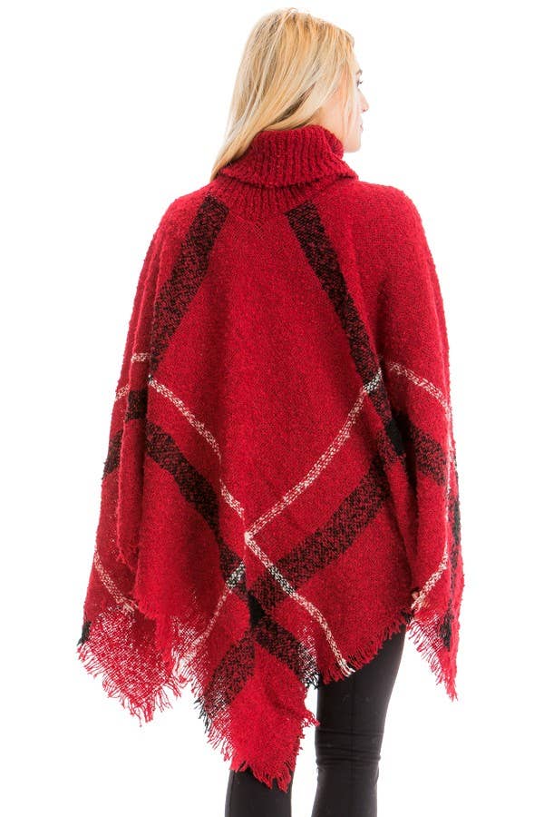 Cap Zone – Großhandel Poncho – Damen – Decke mit Rollkragen und Karomuster im Used-Look5