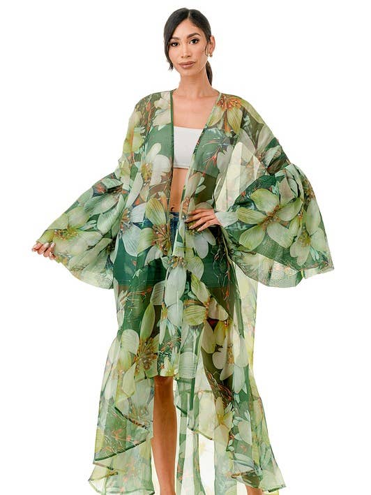 Namatt Design - Wholesale Kimono - Women's - Regular Ruffle Long Sleeve Kimono Cardigan