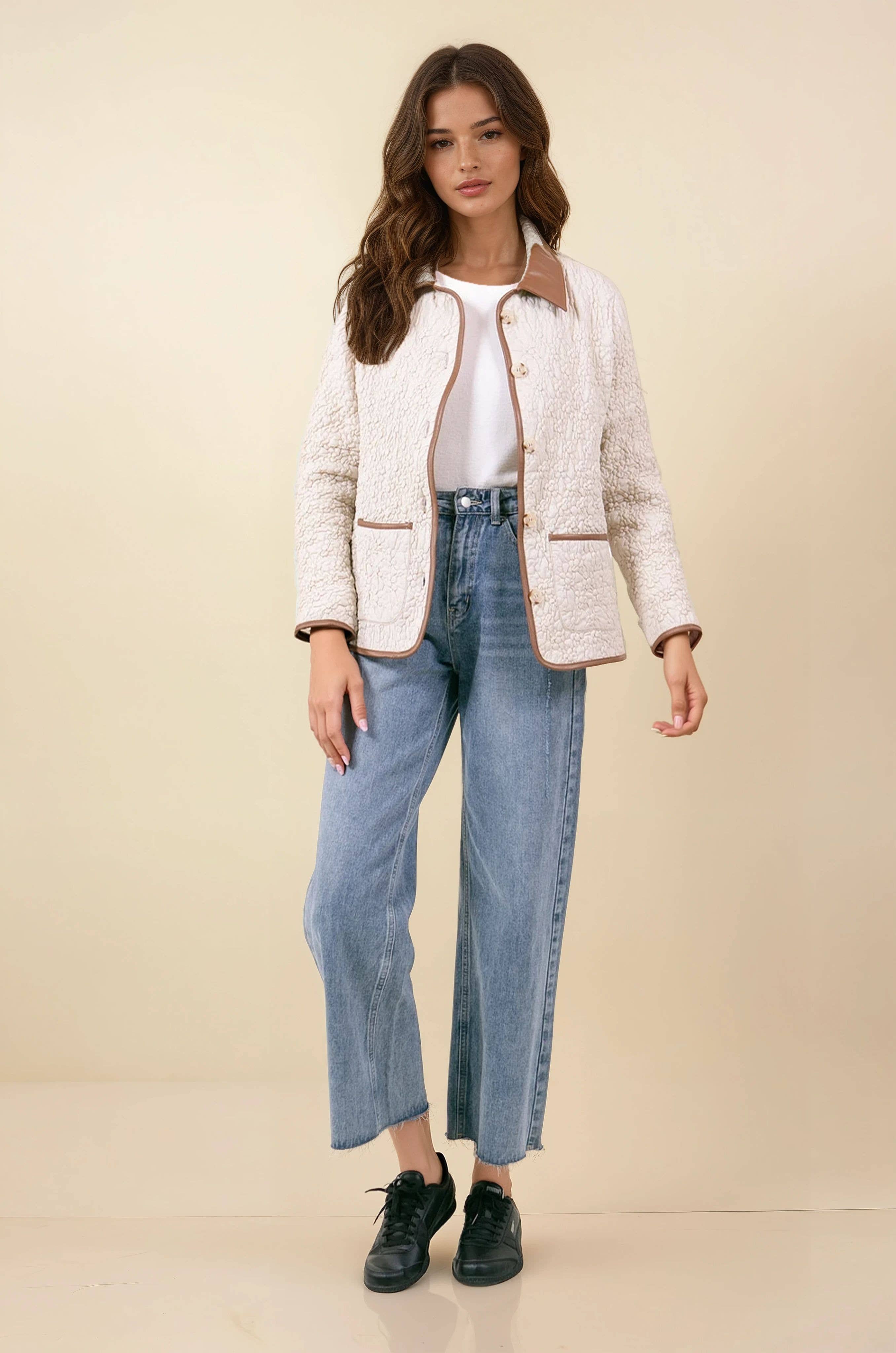 Doe and Rae - Wholesale Jas - Dames - Dekbedovertrek van veganistisch leer met knoopsluiting - 10631J9