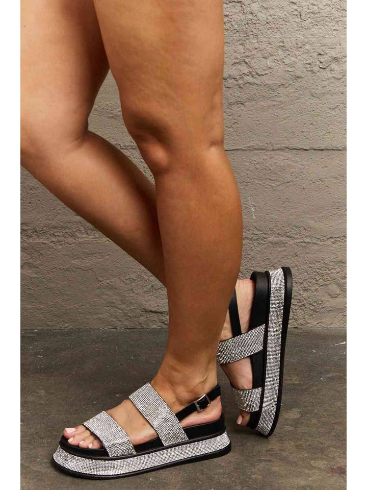 Black Qupid Shine On Platform Rhinestone Slingback Sandal for wholesale on Faire3