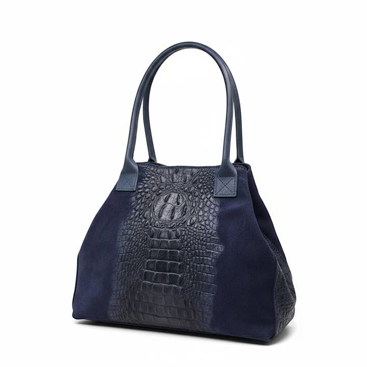 LOLA Croco Blu Scuro leather BAG for wholesale by ZEEN