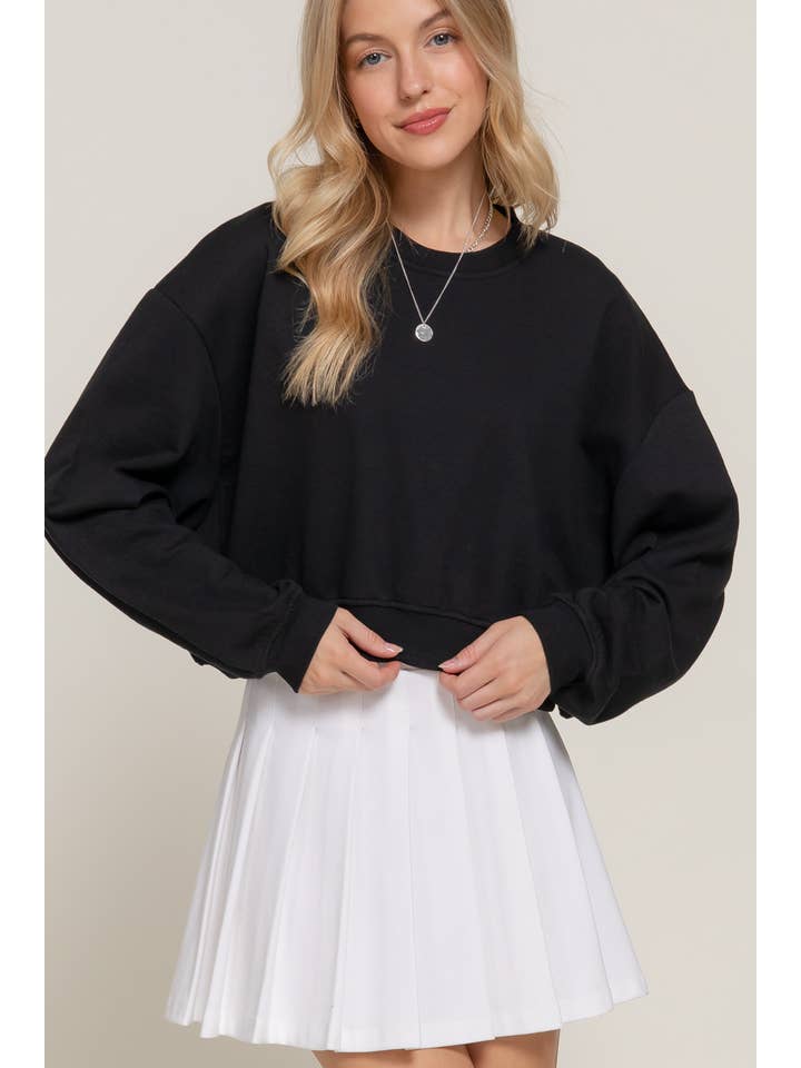 Active Basic | Active USA - Wholesale Sweatshirt - Women's - Long Sleeve Crew Neck Short Sweatshirt