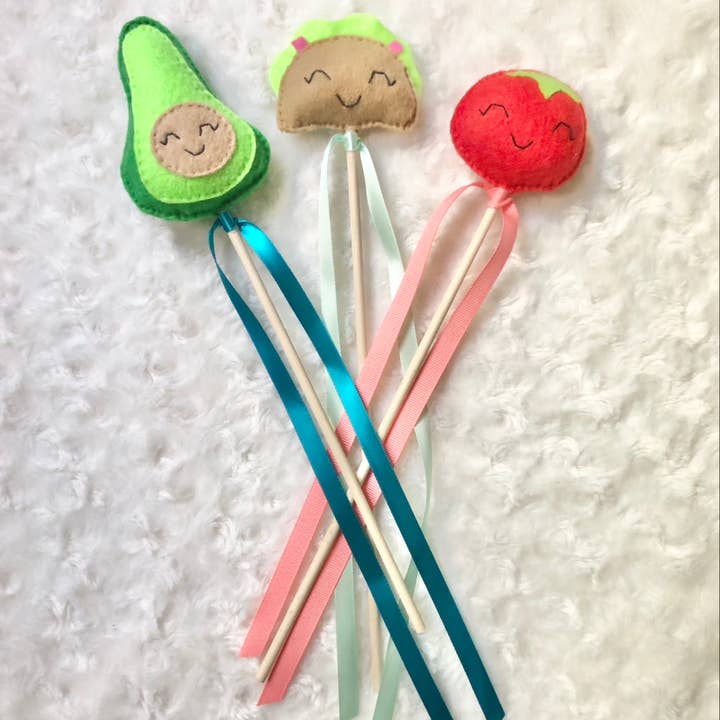 Taco Themed Magic Wands- Taco, Avocado, Tomato for wholesale by Charley & Ruth Designs