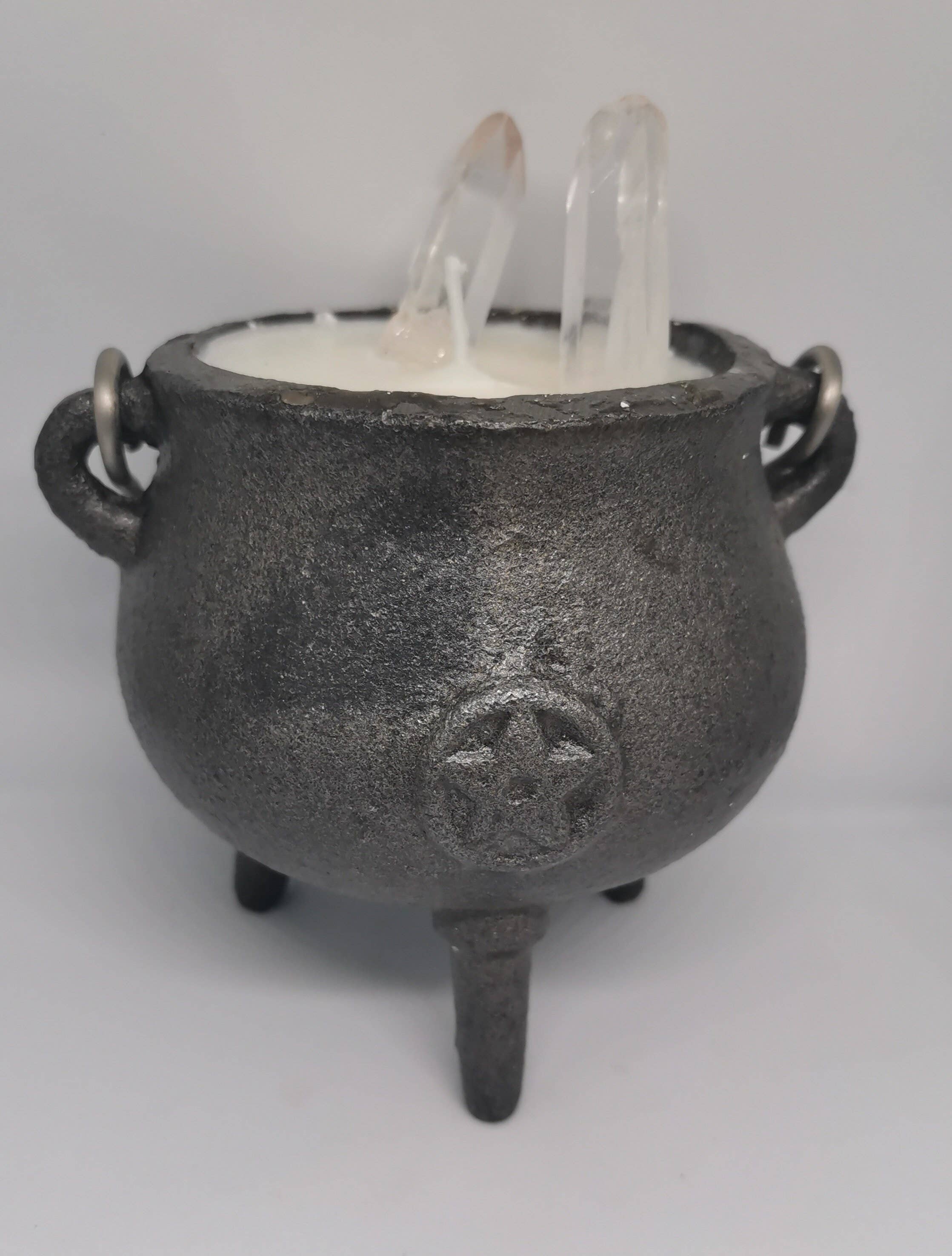 Roller Dirty Soaps - Wholesale Jar/Filled Candle - Spiced Pumpkin Cauldron Candle With Quartz | Soy Wax Candle | Handpoured | Handcrafted Candle | Cruelty Free | Cauldron |witchcraft3