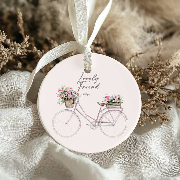 Décoration en céramique - Souvenir d'amitié sur le thème du vélo pour la vente par Crumble & Core