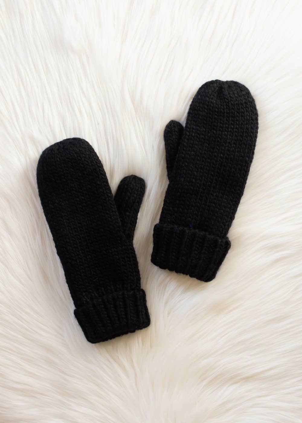 Panache Apparel Co. - Wholesale Mittens - Women's - Black Cuffed Knit Mittens2