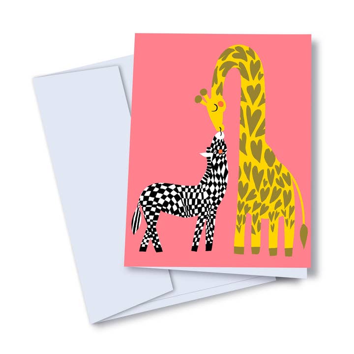 Giraffe & Zebra Love wenskaart voor wholesale door Studio Toute